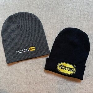 NWOT! Vibram Beanie Unisex, Bundle of 2- Black Cuffed Fisherman & Gray Skull Cap